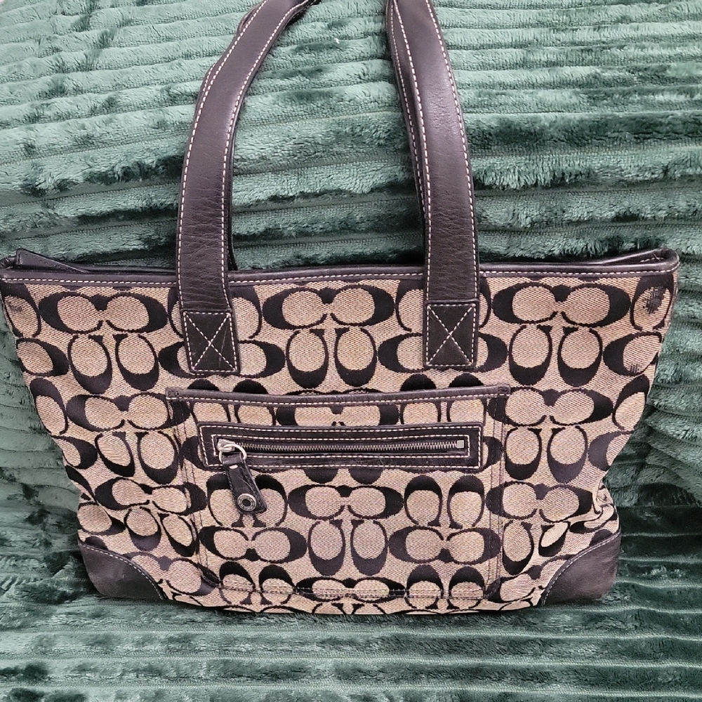 Coach Black and Brown Signature Tote